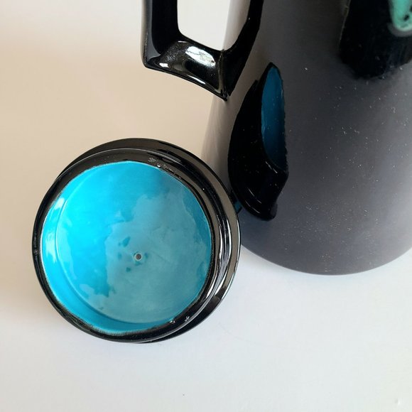 Vintage black and green ''drip'' pattern coffee/tea pot. - Picture 6 of 8